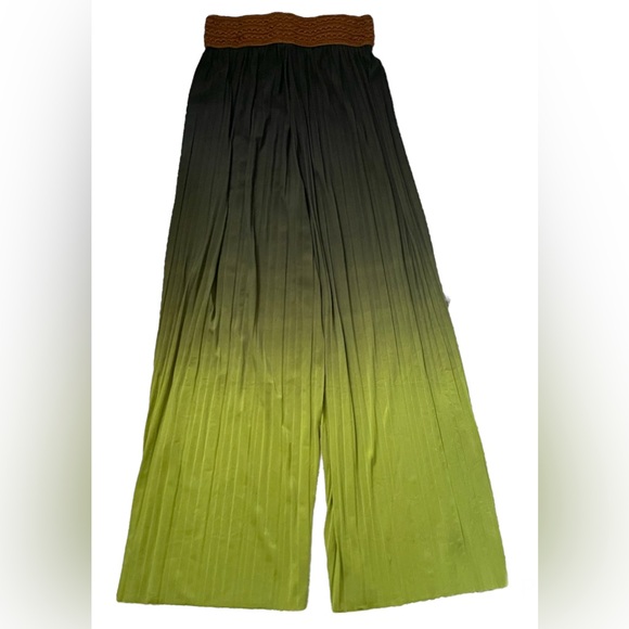 Gradient Greens Boho Palazzo Pants - Picture 3 of 6